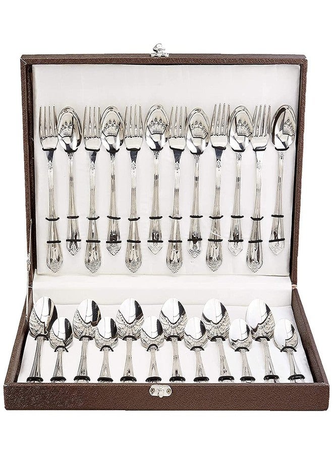 FNS Stainless Steel Manchester Cutlery Set, 24-Pcs with Leatherette Box Packaging for Home, Dining and Kitchen - Image 1